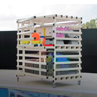 Waterproof cabinet with wheels with two doors in white PVC: Moisture resistant